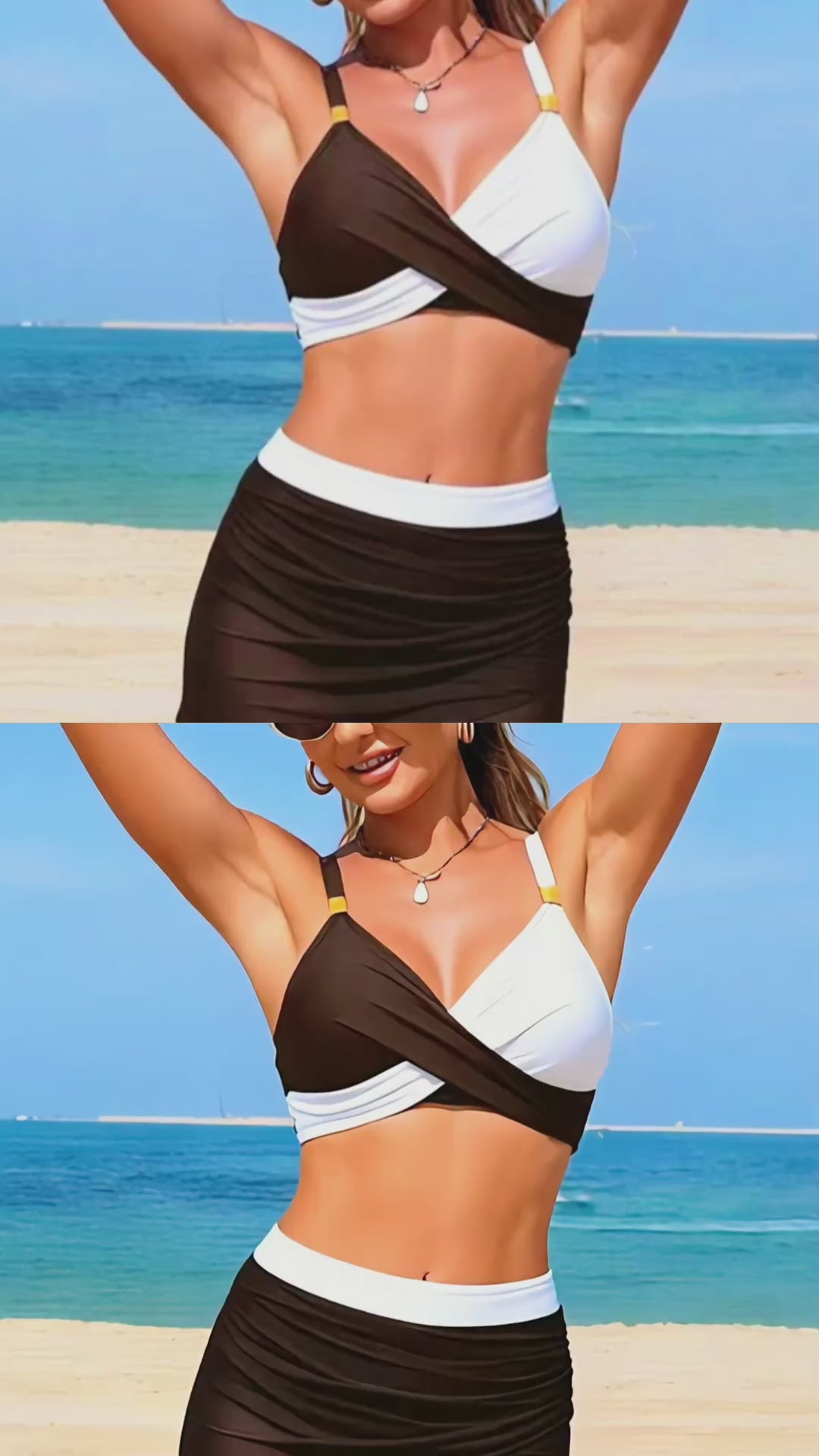 Two-Tone Cami & Skort Swim Set